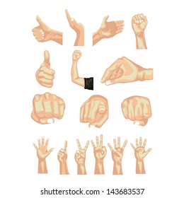 hands symbols over white background vector illustration