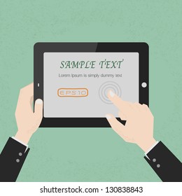 Hands with a tablet touch , eps10 vector format