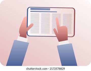 hands with tablet, work in the office, work with information