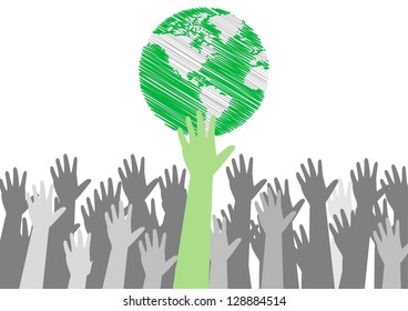 hands take care of. cultural earth, vector illustration