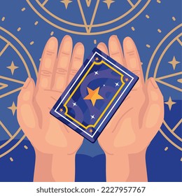 hands with tarot card poster