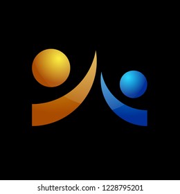 hands up team logo illustration with deep philosophy for technology or business  startup company. hands up has mean we are ready to movement, friendly or team