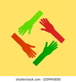 hands teamwork. connecting concept