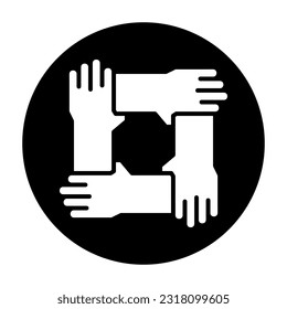 Hands Teamwork Icon Logo Community Black Circle White Design