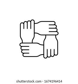 Manos, icono de trabajo en equipo. Línea simple, esquema vectorial elementos de trabajo en equipo para ui y ux, sitio web o aplicación móvil