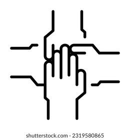 Hands Teamwork Together Outline Icon Button Logo Community Design