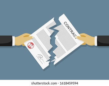 hands tearing apart contract document