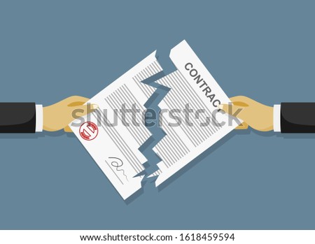 hands tearing apart contract document