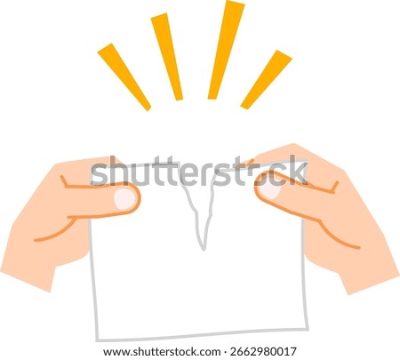 Hands tearing paper in half