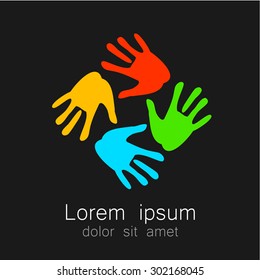 Hands - Template Logo für Team, Fonds, Verein, Community. Grafische Idee für ein Unternehmen oder ein soziales Projekt.