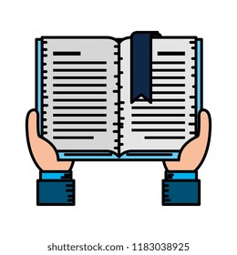 hands with text book