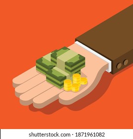 Las manos que están ganando dinero.