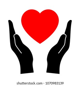 Hands that protect the heart. The concept of health and medicine. Vector illustration