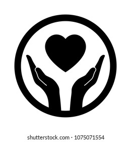 Hands that protect the heart. The concept of health and medicine. Vector illustration