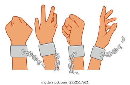 Hands that were Bound, Now Freed from the Chains - Isolated Vector Illustration