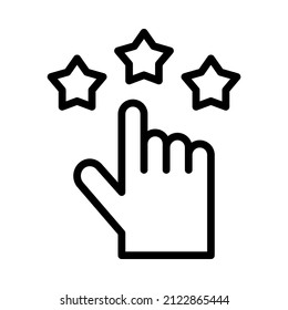 Hands with a three star rating. Outline style. Vector. Isolate on white background.
