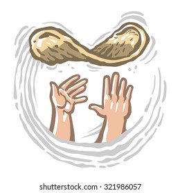 Hands throwing pizza dough in the air
