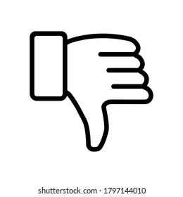 hands thumbs down symbol line icon, Vector Illustration