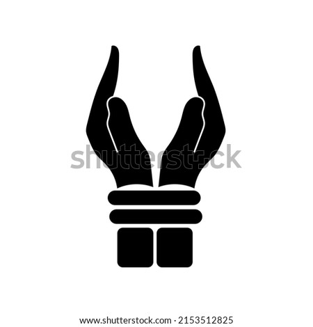Hands tied by a rope. Simple illustration of hands tied vector icon for web design isolated on white background