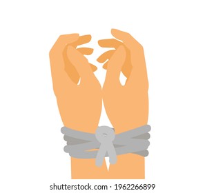 hands tied with rope vector illustration