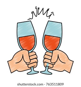 hands toasting with wine glasses