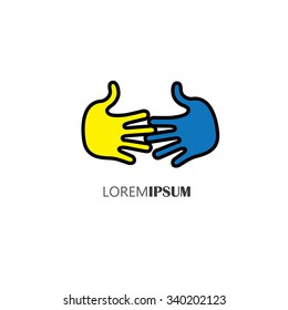 hands together - concept vector of partnership, meeting, greeting. This graphic illustration also represents company employees meeting, corporate partnership, love & passion, heart icon