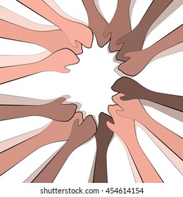 Hands together with efficient teamwork... or...collaboration of citizens, society or friends.
