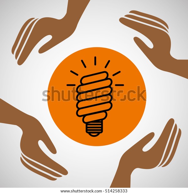 hands together environment bulb energy concept vector
illustration eps 10