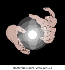 Hands together generating power ball.