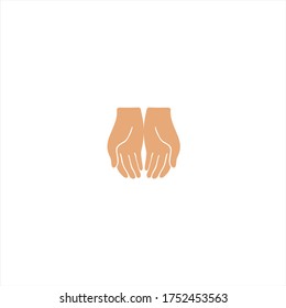 Hands together. Receiving or giving gesture. Wash hands. Icon vector illustration.