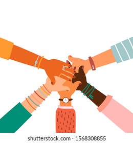 Hands Together Set Different Races Raised Stock Vector (Royalty Free ...