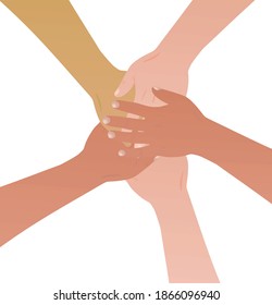 Hands together. teamwork concept. vector