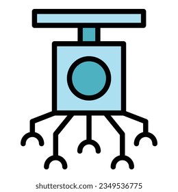 Hands tool robot icon outline vector. Cute bot. Android ai color flat