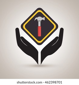 hands tools construction symbol vector illustration eps 10