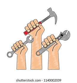 hands with tools icons