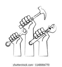 hands with tools icons