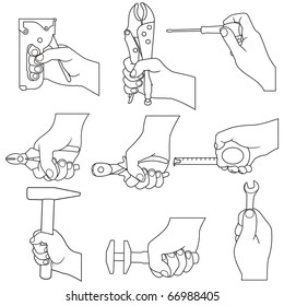 hands with tools icons