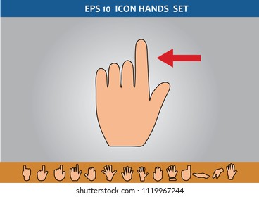 Hands Touch Icons Set, Flat Design Vector illustration