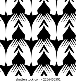 Hands touches seamless vector pattern