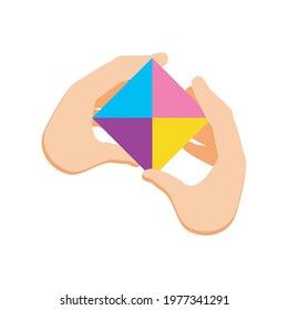 hands toy cube isolated style