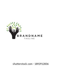 hands with tree and care look logo idea for a company and branding 