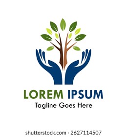 Hands with tree design logo template illustraion