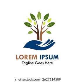 Hands with tree design logo template illustraion