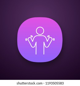 Hands tremor app icon. UI/UX user interface. Parkinson's disease. Shaky hands. Anxiety tremor. Muscle twitching. Trembling. Stress symptoms. Web or mobile application. Vector isolated illustration