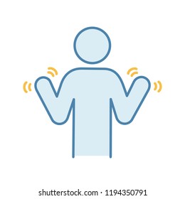 Hands Tremor Color Icon. Parkinson's Disease. Shaky Hands. Anxiety Tremor. Muscle Twitching. Trembling. Physiological Stress Symptoms. Isolated Vector Illustration