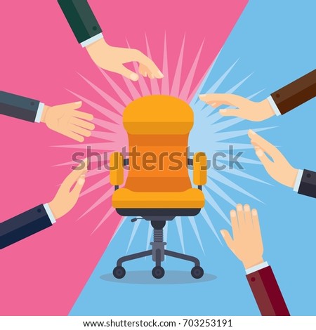 Hands tries to grab office modern chair, Business concept, Vector illustration flat design