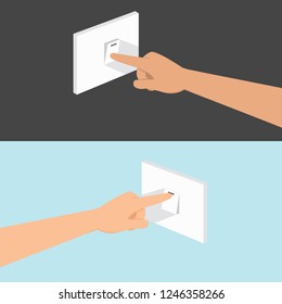 Hands Turn Off And Turn On Switch Concept.