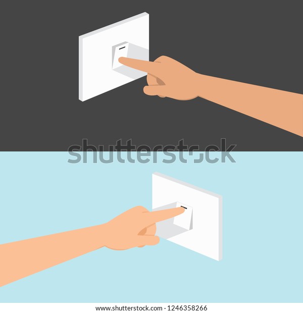 Hands Turn Off Turn On Switch Stock Vector Royalty Free 1246358266