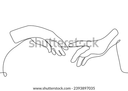 hands of two people reach out to each other, very close - one line art vector. concept connection between people, relationships