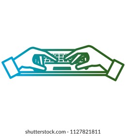 hands typing in keyboard